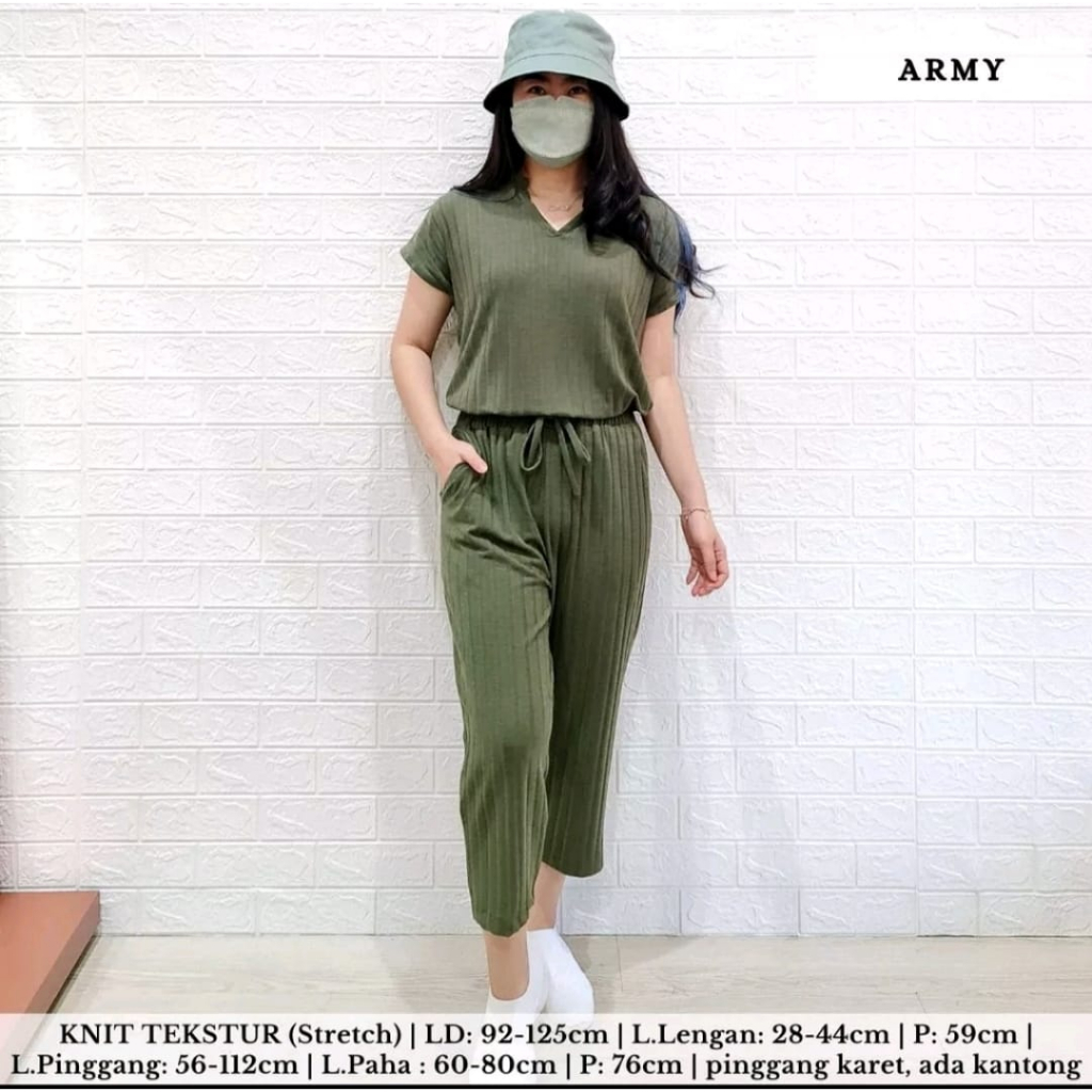 One Set Knite Hornet 7/8 Setelan Wanita One Set Knite Setelan Jumbo Setelan Baju Santai Setelan