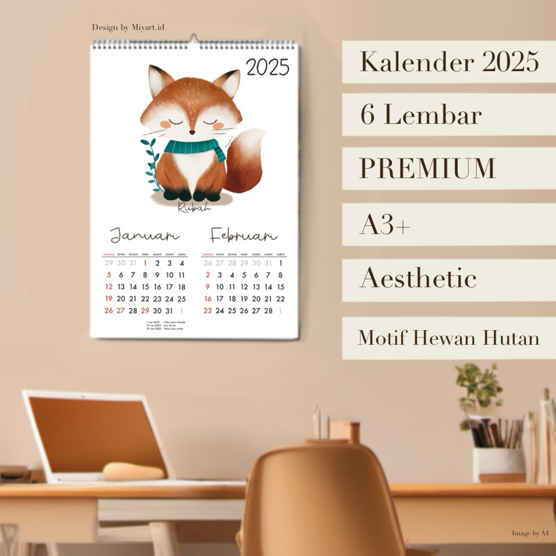 

Kalender 2025 Motif Hewan Hutan | Kalender 2025 Aesthetic | Kalender Anak | Kalender Dinding