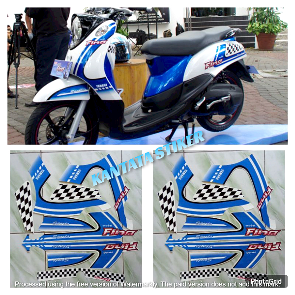 STIKER STRIPING MOTOR YAMAHA FINO KARBU 2012 2013 FINO CATUR PUTIH BIRU STANDAR FULL SET