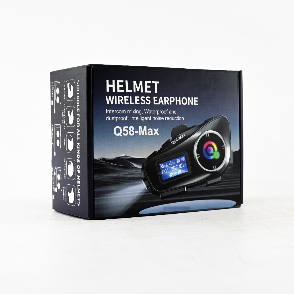 Interkom Helm Q58 MAX SMARTCOM Headset Earphone Bluetooth Layar LCD headset Helmet