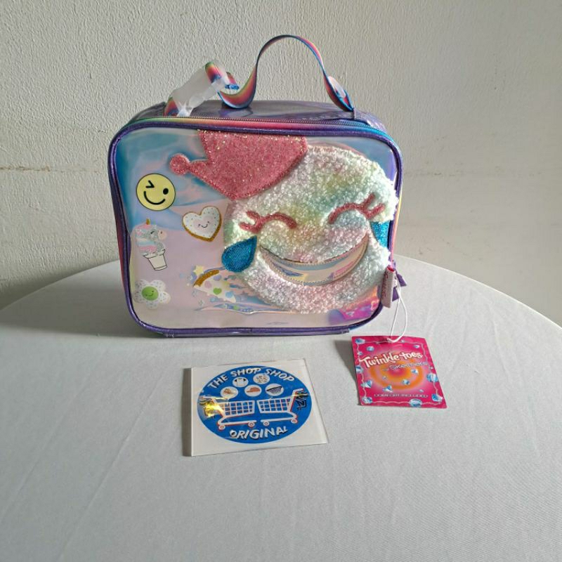 Tas Tempat Makan Anak SKECHERS TWINKLE TOES HAPPY FACE LUNCH BAG GIRLS Original PURPLE
