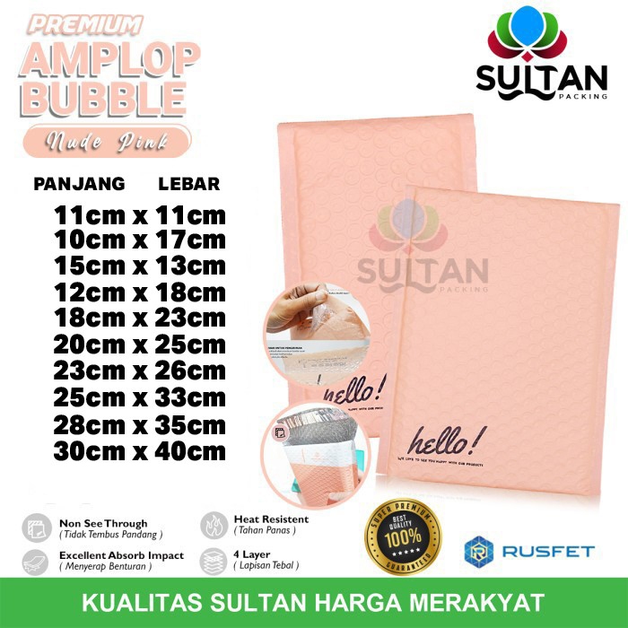 AMPLOP BUBBLE MAILER WRAP ENVELOPE RUSFET SOFT PINK MATTE MURAH