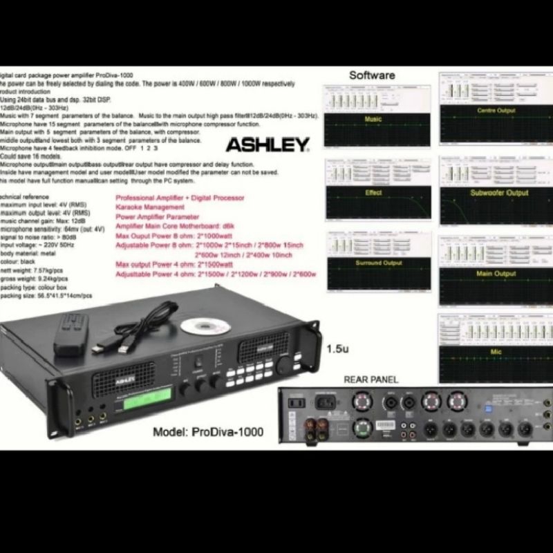 Amplifier digital Ashley Prodiva1000 original processor Ashley