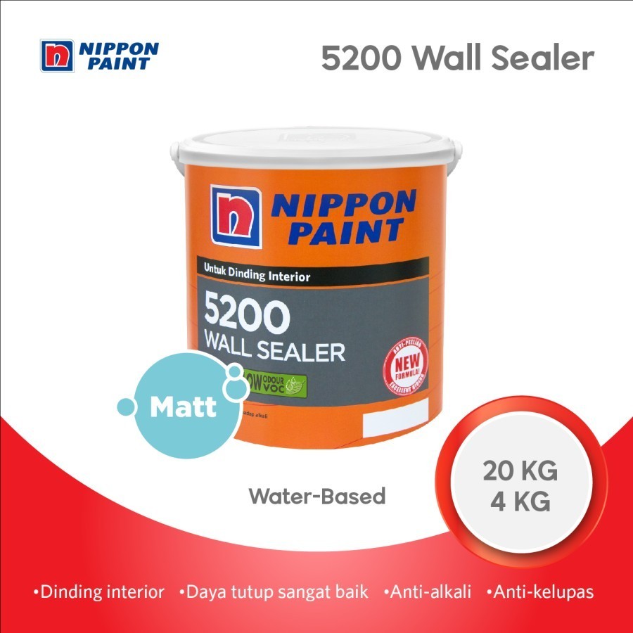 Cat Dasar Tembok Nippon Paint Wall Sealer Interior 5200 5 Kg Galon