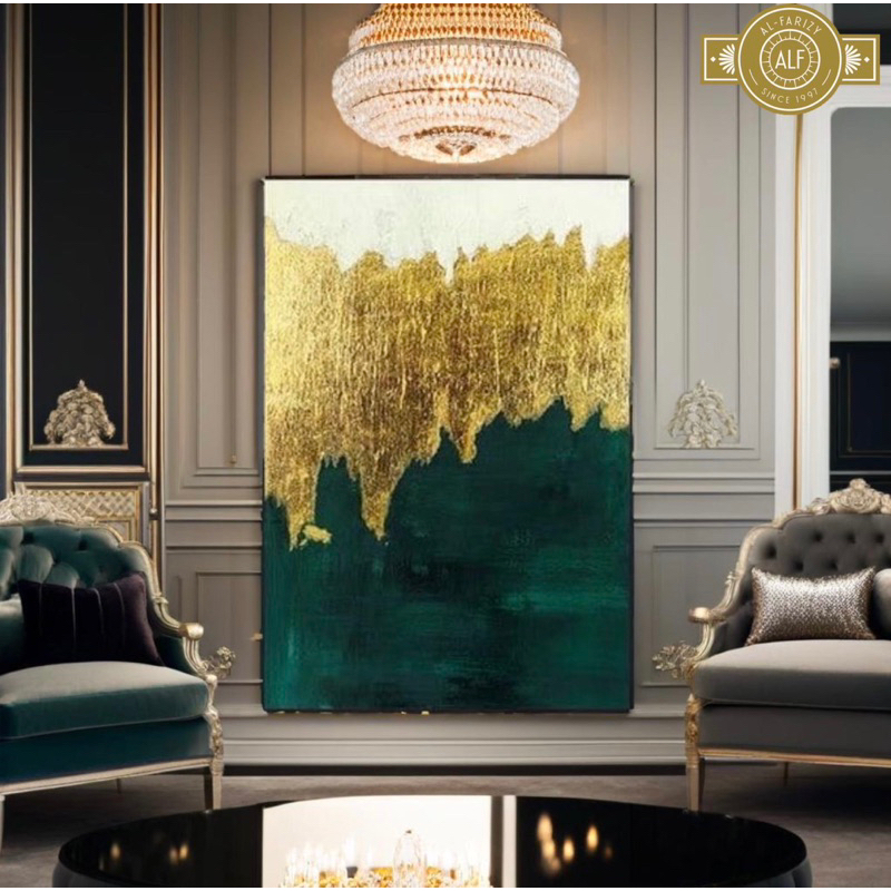 Lukisan Abstrak Gold Minimalis Hiasan Dinding Dekorasi Dinding Lukisan Aesthetic