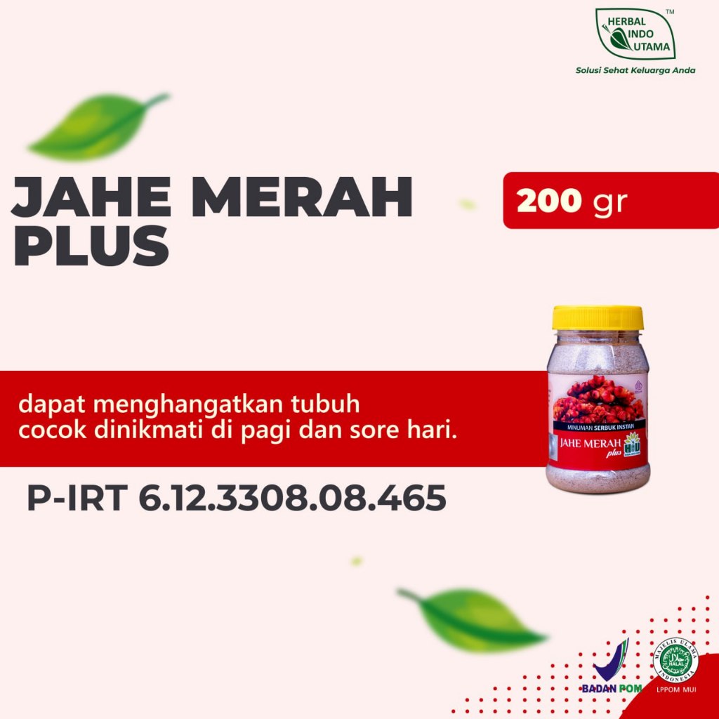 

Minuman serbuk insatan HIU Jahe Merah plus 200 Gr Herbal Indo Utama