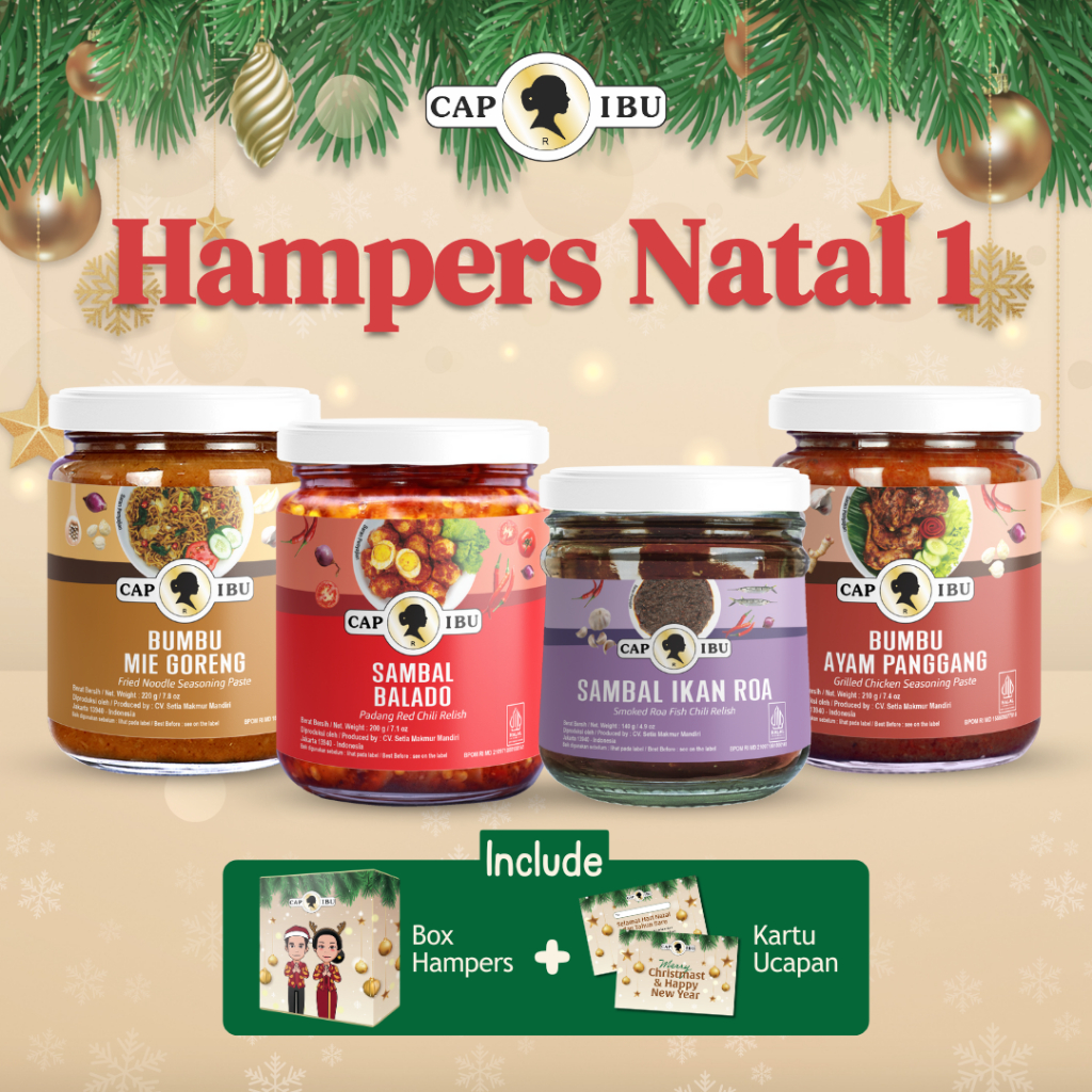 

CAP IBU Hampers Natal 1 - Bumbu Mie Goreng Bumbu Ayam Panggang Sambal Balado dan Sambal Roa