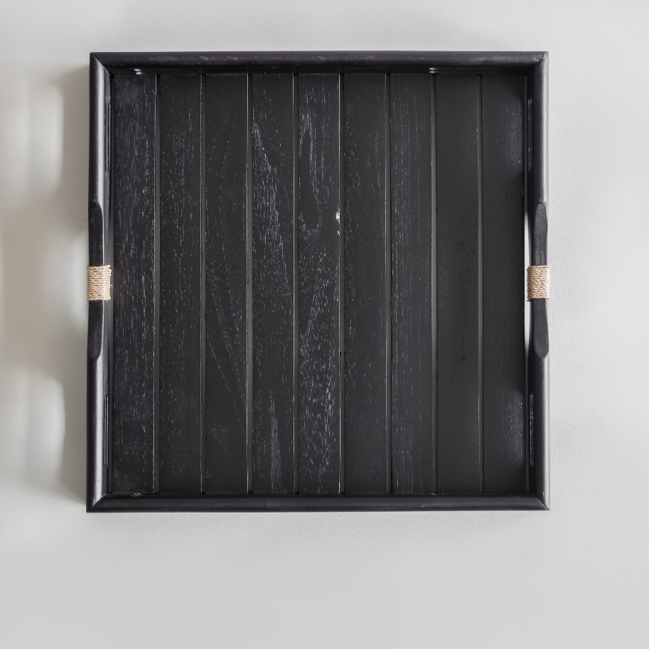 Nampan Kayu Jati Pita Warna Hitam | Nampan Interior | Nampan Hantaran