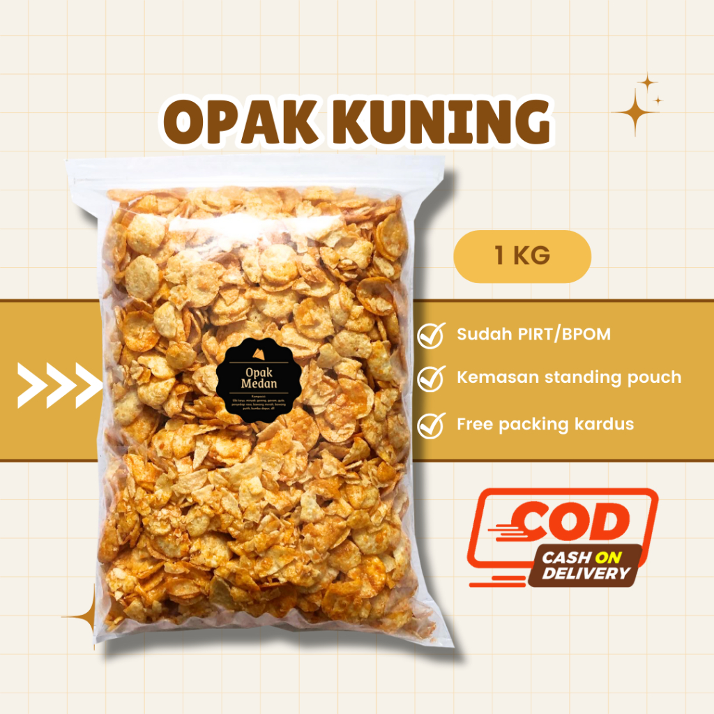 

[DELISH SNACKS] Opak Medan Kuning (Grosir) 250gr 500gr 1 KG / Snack Cemilan Camilan Pedas Manis