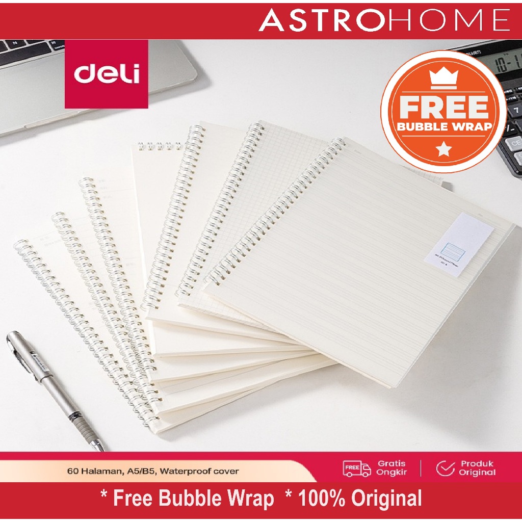 

Spiral Notebook Buku Catatan Tulis Sekolah Spiral Cover PP Transparant Deli LPA560 LPB560 Garis Titik Kotak Polos Ukuran A5 B5 60 Lembar