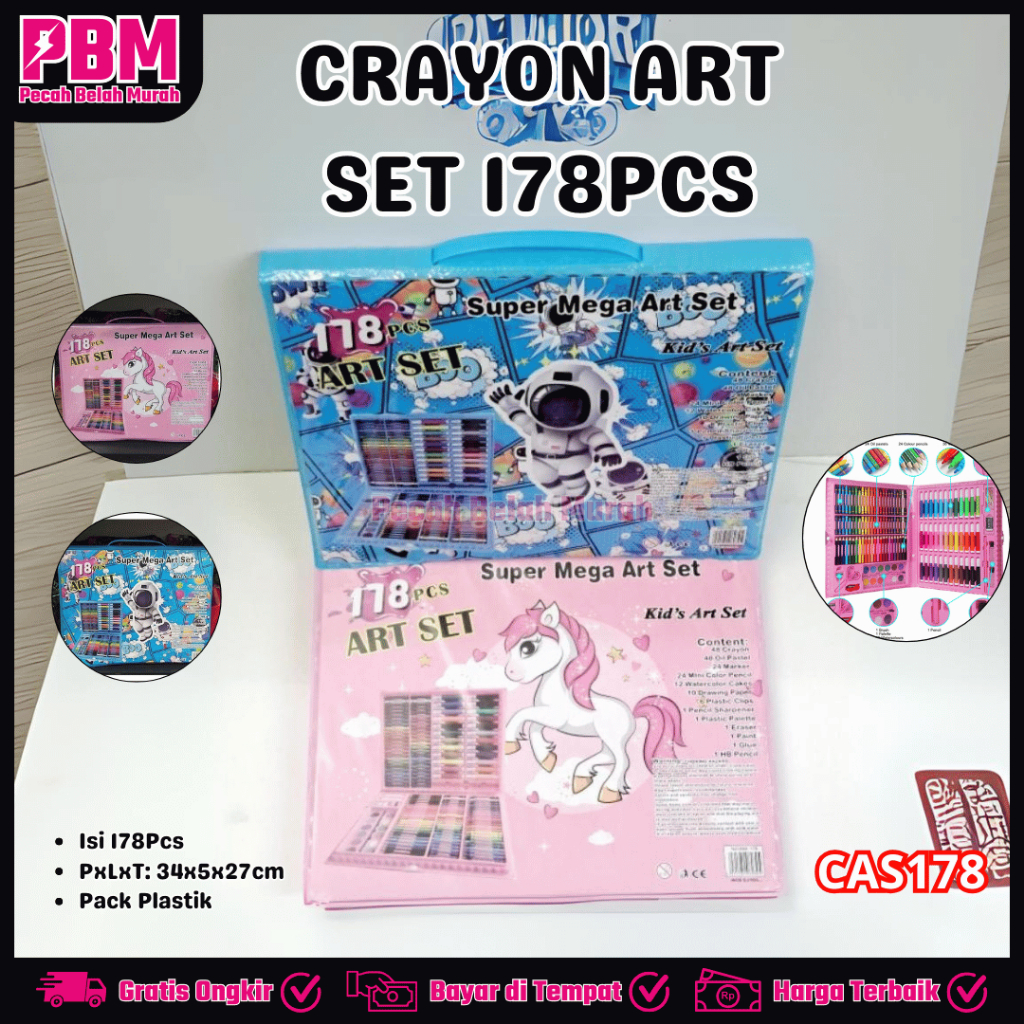 

PBM Crayon Art Set 178Pcs | Pensil Warna Warni Krayon Anak Perlengkapan Menggambar Anak Set MURAH