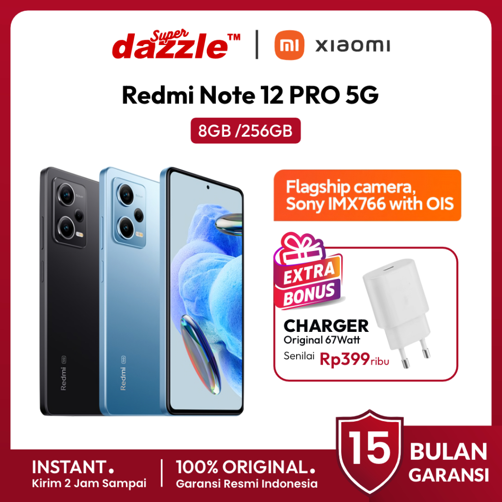 [ TERLARIS ] HP Xiaomi Redmi Note 12 PRO 5G 8/256 GB Original 100% Garansi Resmi 15 Bulan TAM Xiaomi