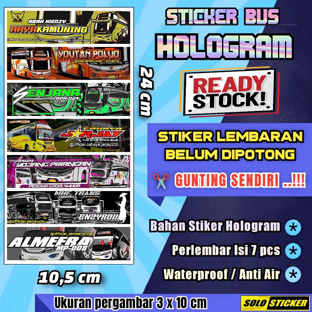 

Stiker Bus Panjang Hologram Lembaran Isi 7pc