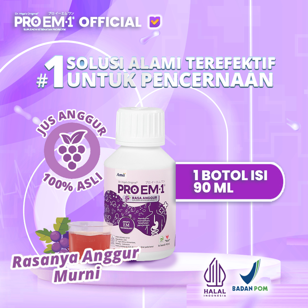 PROEM1 Anggur 90ml Suplemen Kesehatan Probiotik Dewasa & Anak Pencernaan Usus Maag Gerd Sembelit