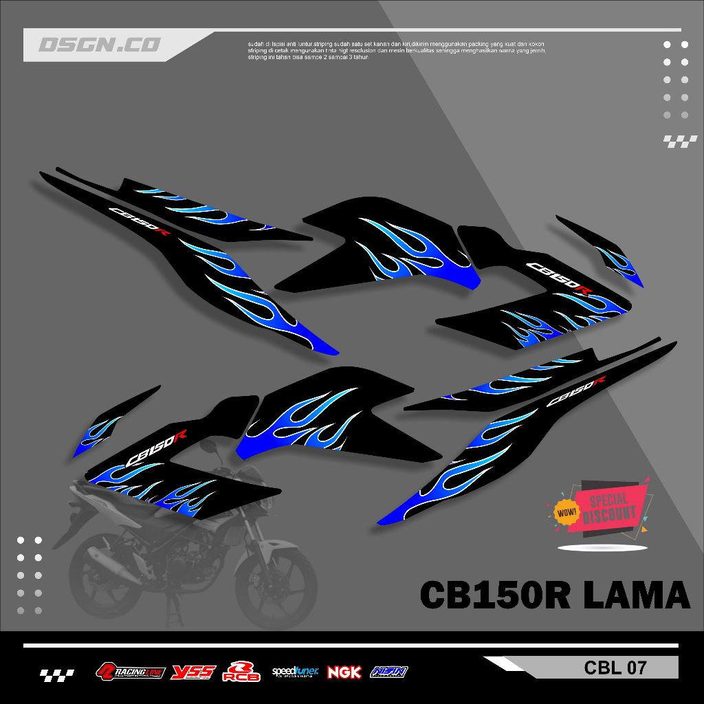 Striping CB150R Old 2014 Full Set – Motif Api Racing Keren | Stiker Body Honda CB 150R Lama Presisi 