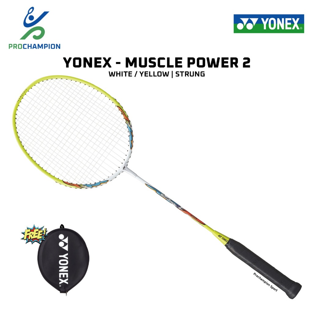 New  Raket Badminton Yonex Muscle Power 2 MP2 White Yellow