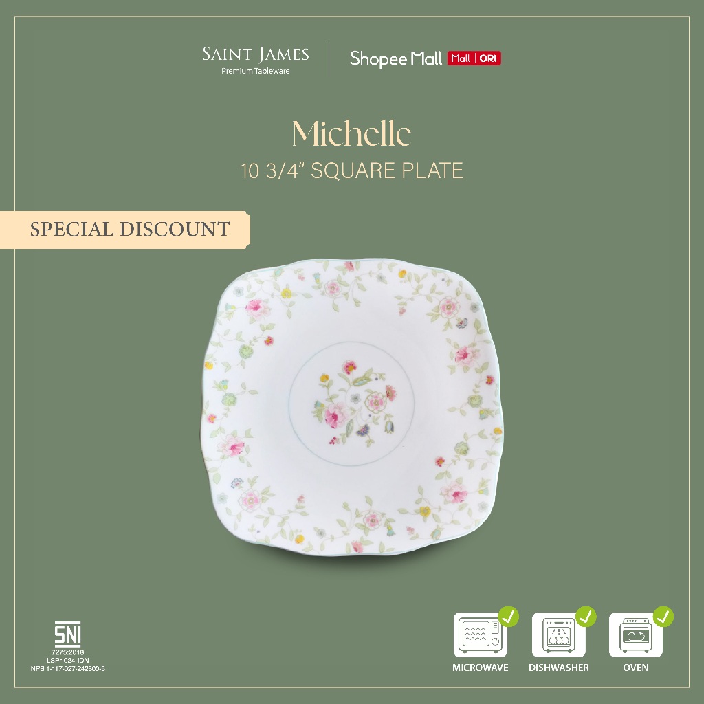 Saint James Michelle 10 3/4 inch square plate
