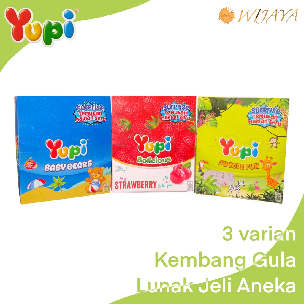 

YUPI kembang Gula Lunak Jeli Aneka : Bolicious、Jungle Fun、Baby Bears