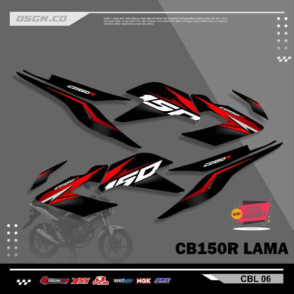 STRIPING VARIASI MOTOR HONDA CB150R OLD / STICKER LIST VARIASI MOTOR HONDA CB150R OLD KODE 06