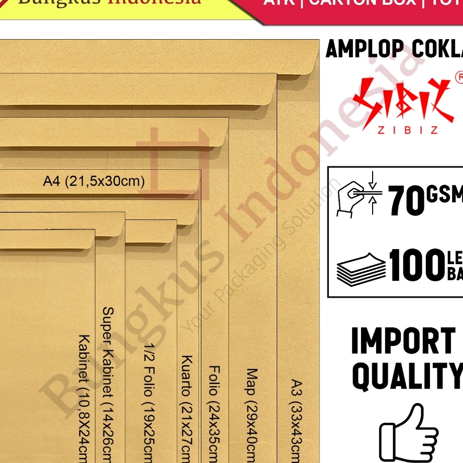 

KP8 Amplop Coklat Zibiz Super Kabinet 12 Folio Kuarto A4 Folio Map A3