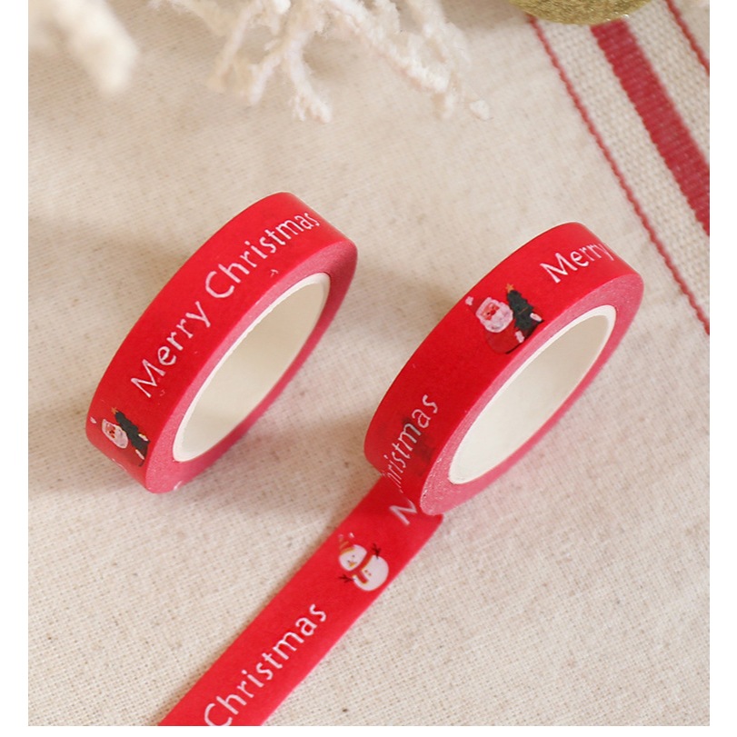 

10 meter Selotip Merry christmas, Segel toples hamper natal. selotip natal.stiker natal.lakban natal