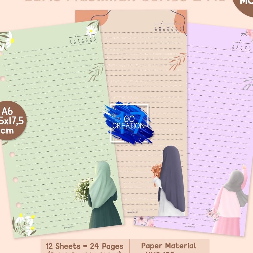 

HJ6 Buku Planner Refill Kes Binder Note Garis Muslimah Series 2 Motif Premium A6