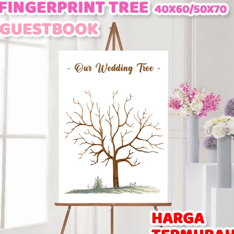 

AYO BELI Kanvas Wedding Tree Fingerprint Guest Book 4x6 cm Canvas Lukisan Pohon Sidik Jari Finger Print Buku Tamu Pernikahan Wedding Invitation Tema Biru Pink Ungu Merah Raiow