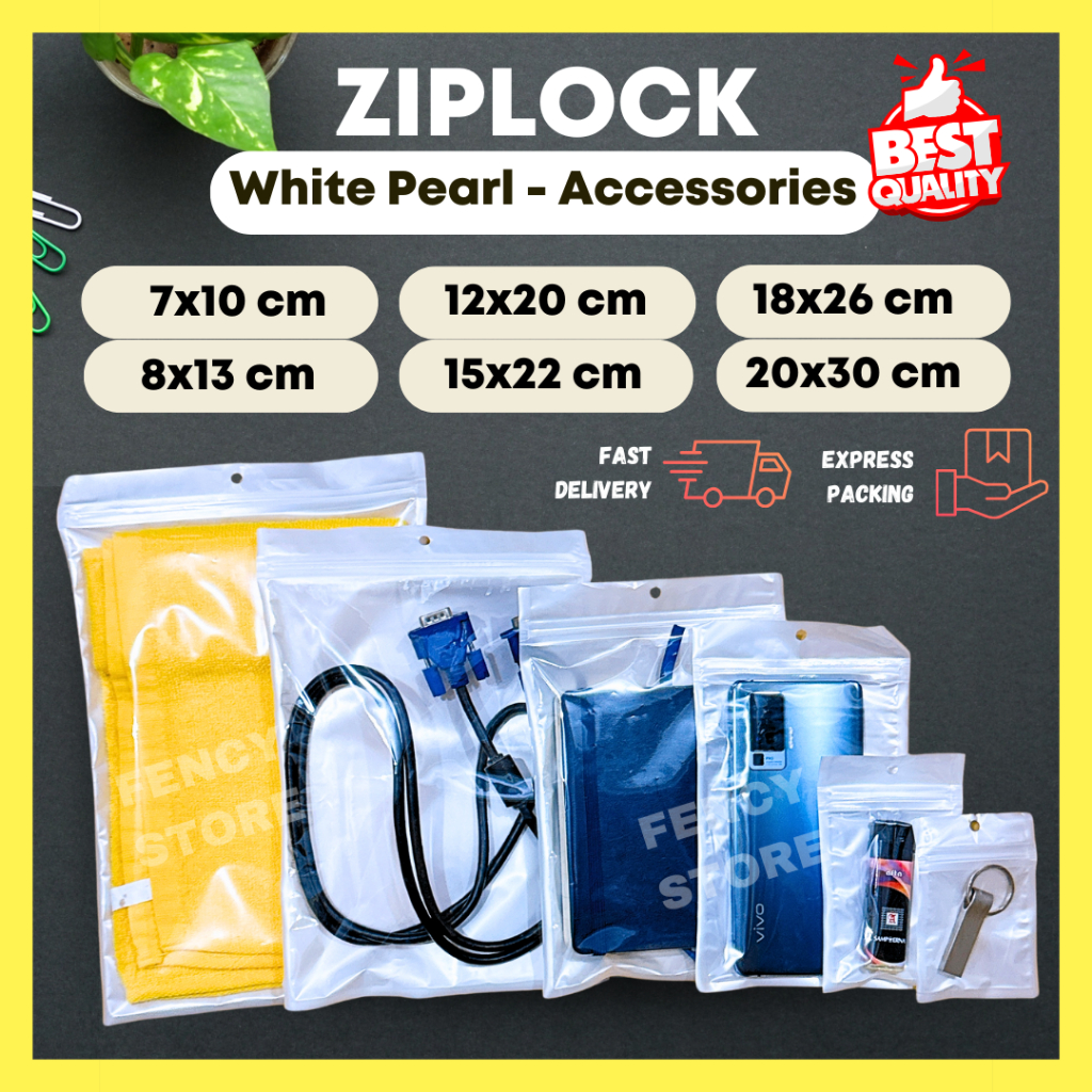 TERMURAH Plastik Klip Putih /Kantong Ziplock Putih Susu/ Plastik Klip Aksesoris Warna Putih