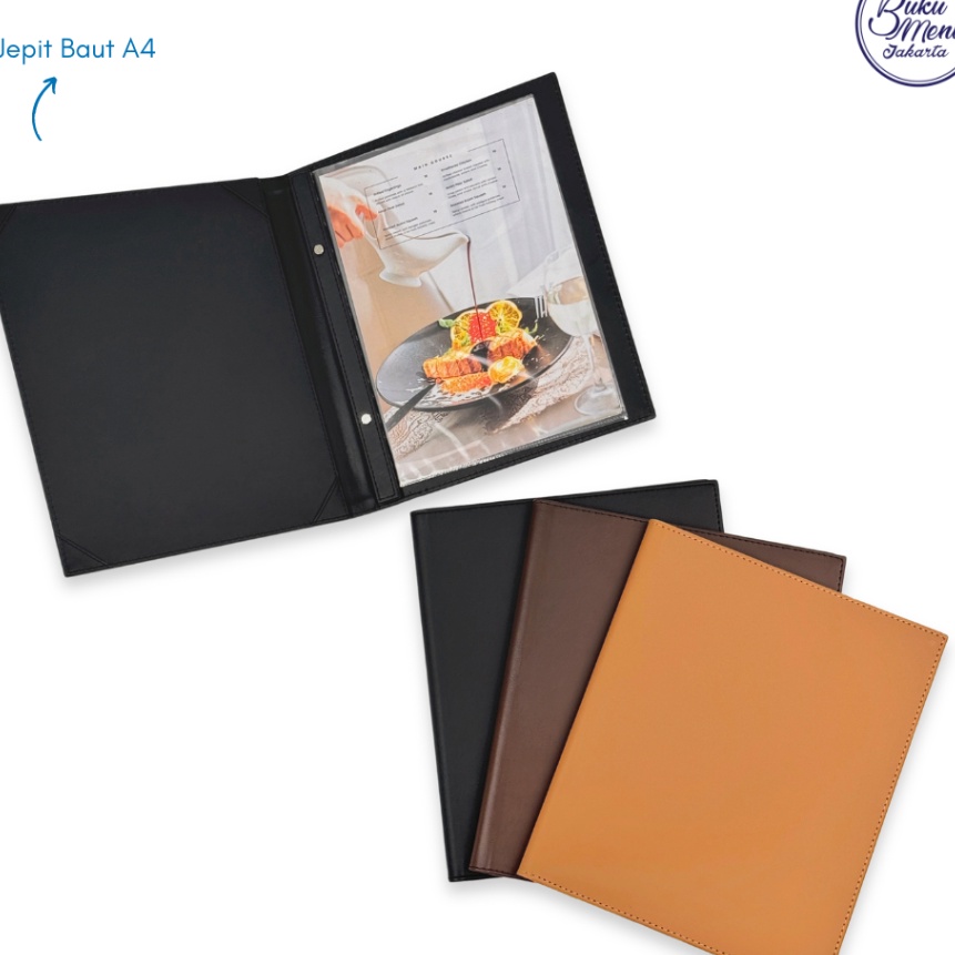 

KI3 Buku Menu kulit coklat muda coklat tua hitam doff hitam rintik jepit baut isi plastik A4 untuk Restoran Cafe Hotel