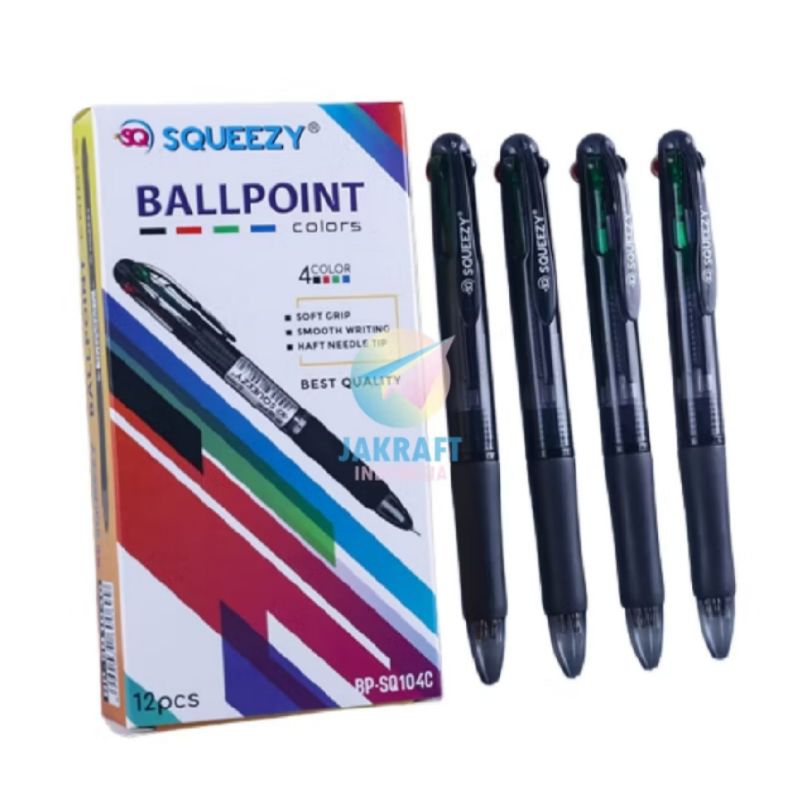 

Bolpen 4 WARNA SQUEEZY/ 4 color (12 pcs)