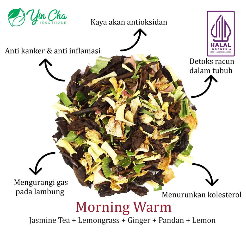 

MORNING WARM-Jasmine Tea+Lemongrass+Ginger+Pandanus+Lemon Tea & Tisane Blend 10 Gram