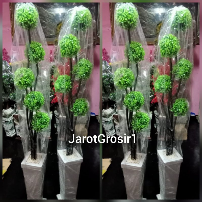 BONSAI PLASTIK + POT DAN BATU T 1.5M // BONSAI ULIR BOLA IMPORT