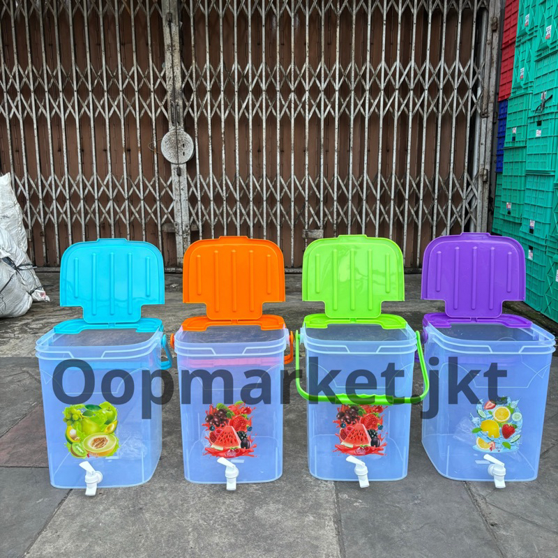 Toples Es Buah + Kran Kiara 20 Liter / Aquarium Es buah / Tempat Es Buah / Dispenser