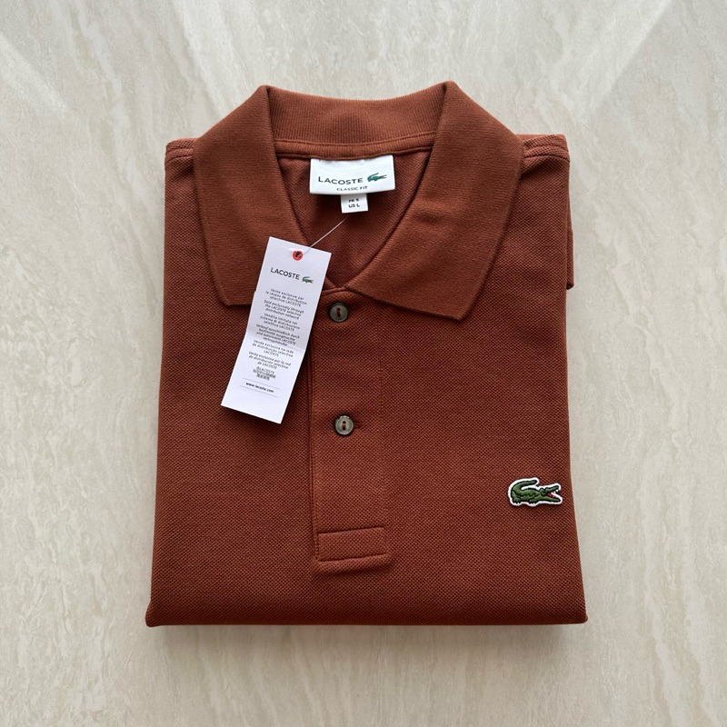 lacoste polo brown original