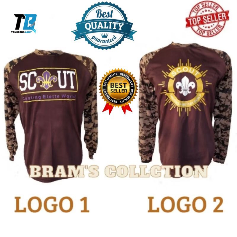 Baju Kaos Loreng Motif Pramuka, Scout , Raglan Lengan Panjang | Kaos Pramuka Panjang PELAJAR MURAH