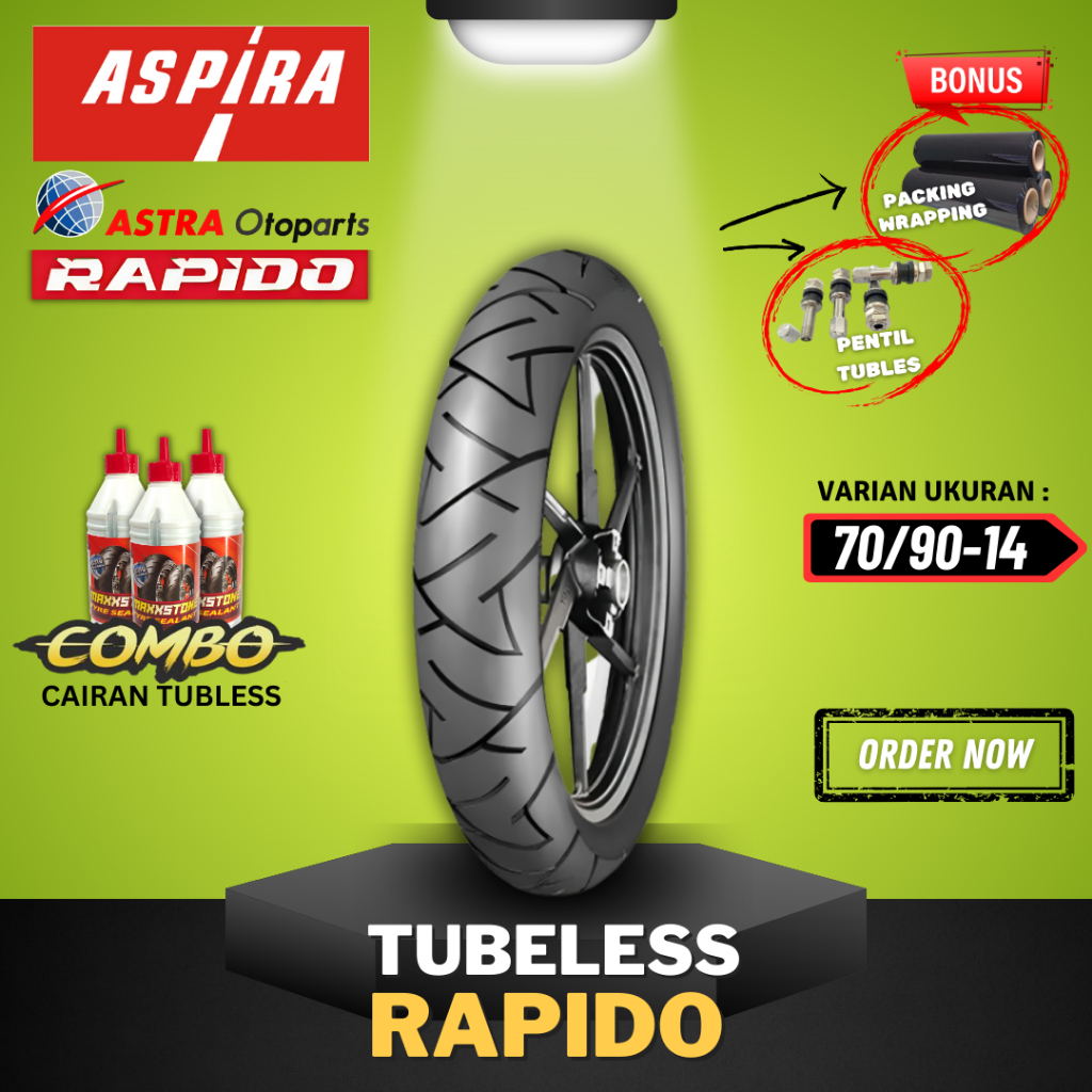 [READY COD] BAN ASPIRA TUBELESS RAPIDO ( 70/90-14 ) / BAN TUBLES ASPIRA MAXIO RAPIDO / BAN MOTOR MAT