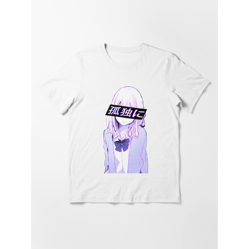 Kaos ALL ALONE SAD JAPANESE ANIME AESTHETIC Tshirt