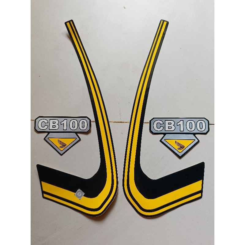 striping stiker cb 100 kuning hitam AJS