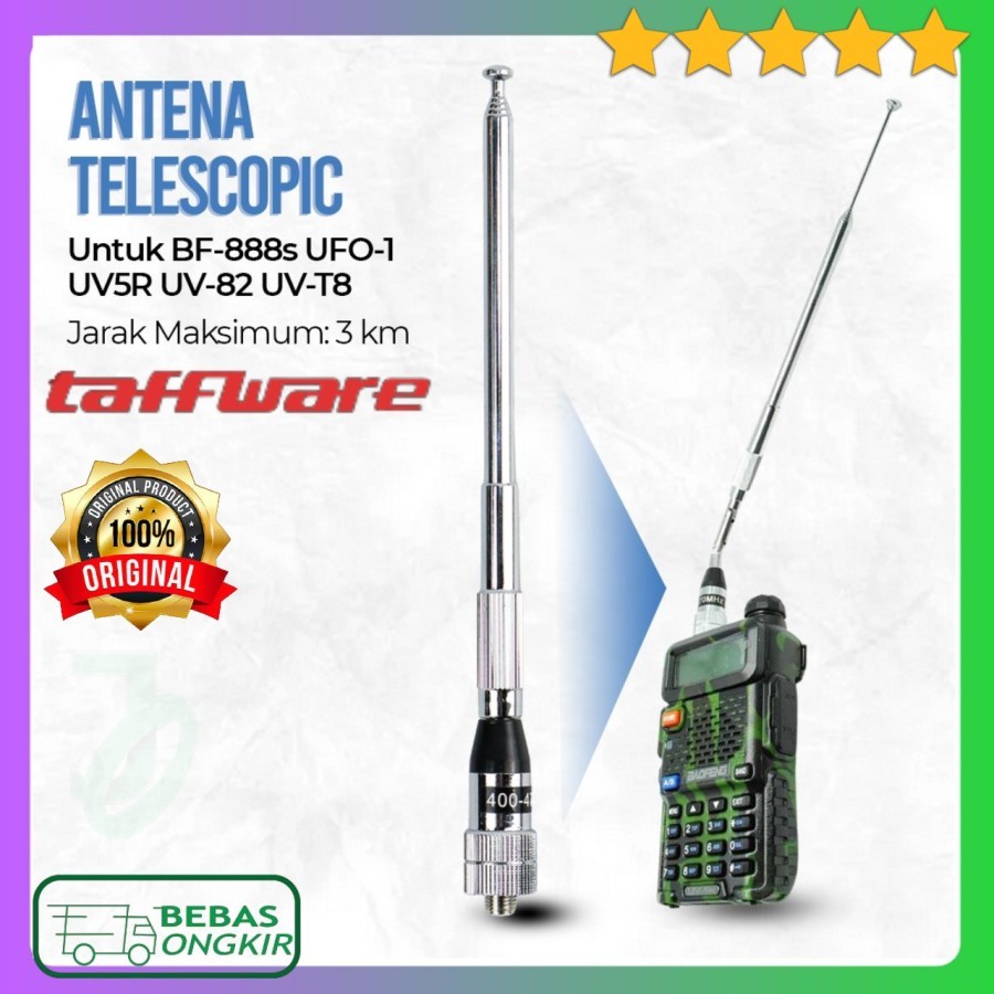 Antena Telescopic HT Walkie Talkie Baofeng Dual Dand SMA Female Taffware