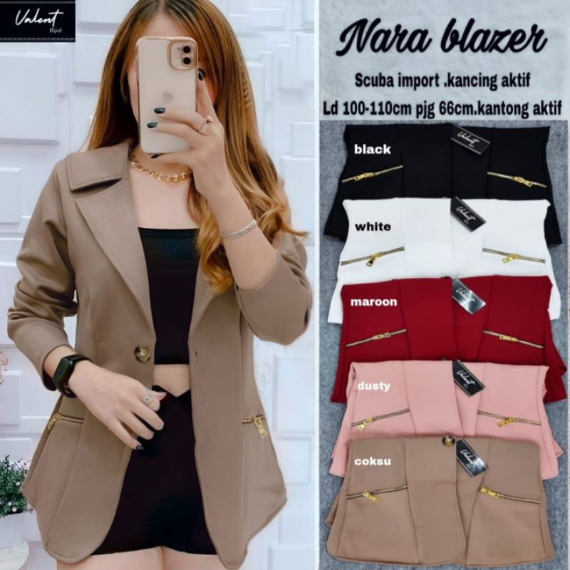 (( RESTOCK )) NARA BLAZER ORI BY VALENT HIJAB // OUTER JACKET CARDIGAN JAS WANITA COCOK BUAT KERJA K