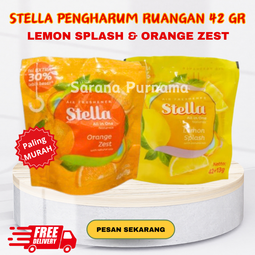 Stella Pengharum ruangan Gantung 42+13 gram Lemon Splash dan Orange Zest All in One