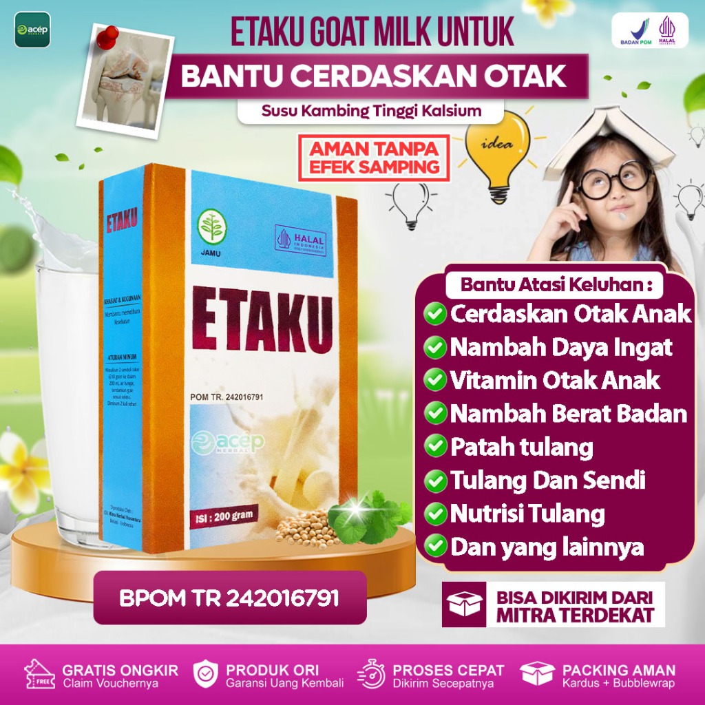 

Susu Penambah Daya Ingat Mencerdaskan Otak Anak Vitamin Otak Anak Etaku Goat Milk Susu Kambing Etawa Murni Original