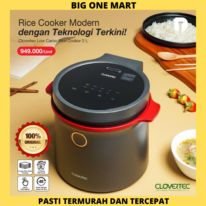 Clovertec Low Carbo Digital Rice Cooker 2L Low Watt