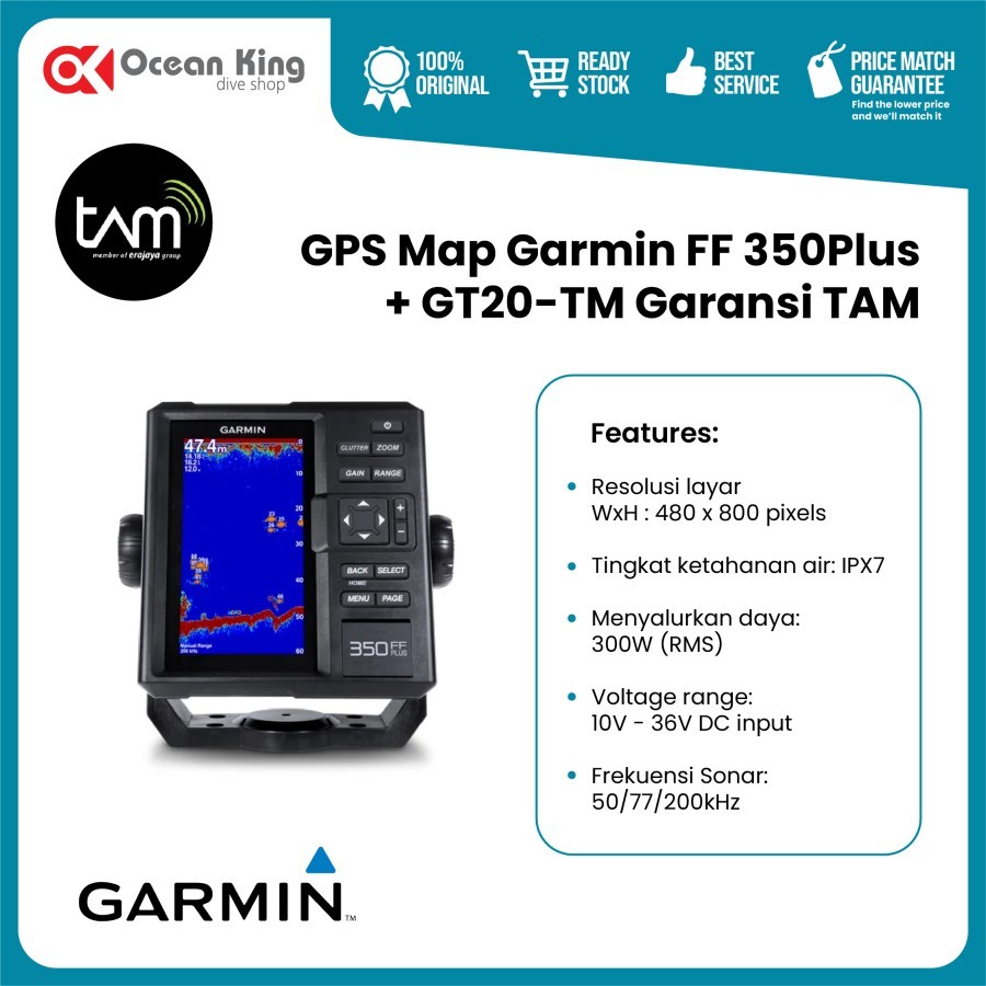 GPS Map Garmin FF 350Plus + GT20-TM Garansi TAM