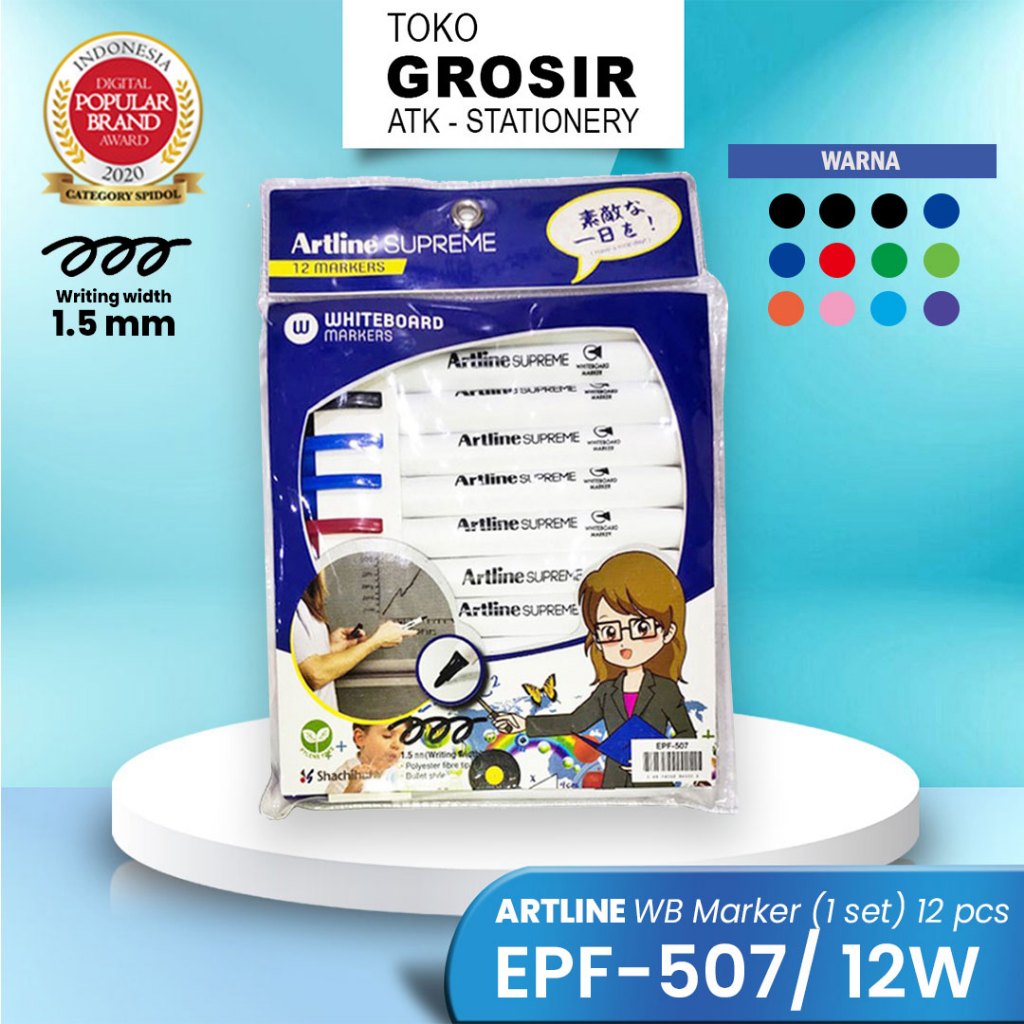 

Spidol Artline Supreme Whiteboard Marker SET 12 pcs EPF-507/12W