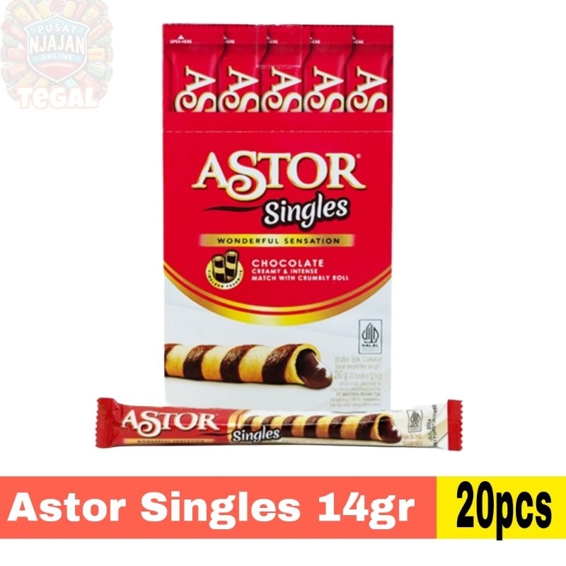 

Astor Singles 14gr Wafer Roll Coklat Astor 1 box 20 pcs