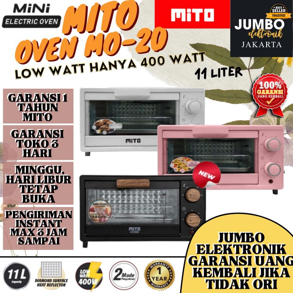 [GARANSI MITO 1 TAHUN] Oven Mito MO 20 Oven Mini Low Watt Original 100% Mito Garansi Resmi Oven Mito