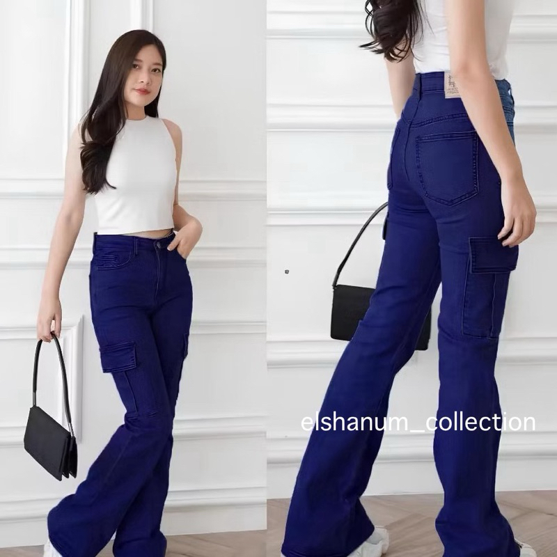 Celana Cutbray Jeans Cargo Wanita - Cutbray Jeans Wanita Kekinian - Celana Jeans Wanita Cewek Denim