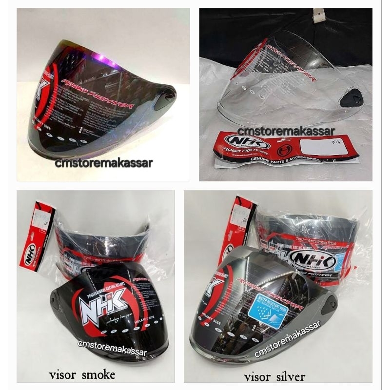 Kaca Helm Flat Visor NHK R6 Original Asli NHK Iridium Silver Rainbow Darksmoke Bening Clear Rachet H