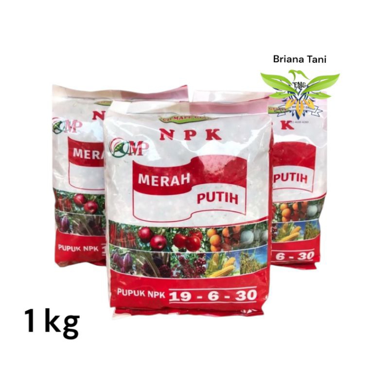 ￼Pupuk NPK 19-6-30 Merah Putih 1 Kg  Setara NPK Grower Pupuk Untuk Buah 100% Original
